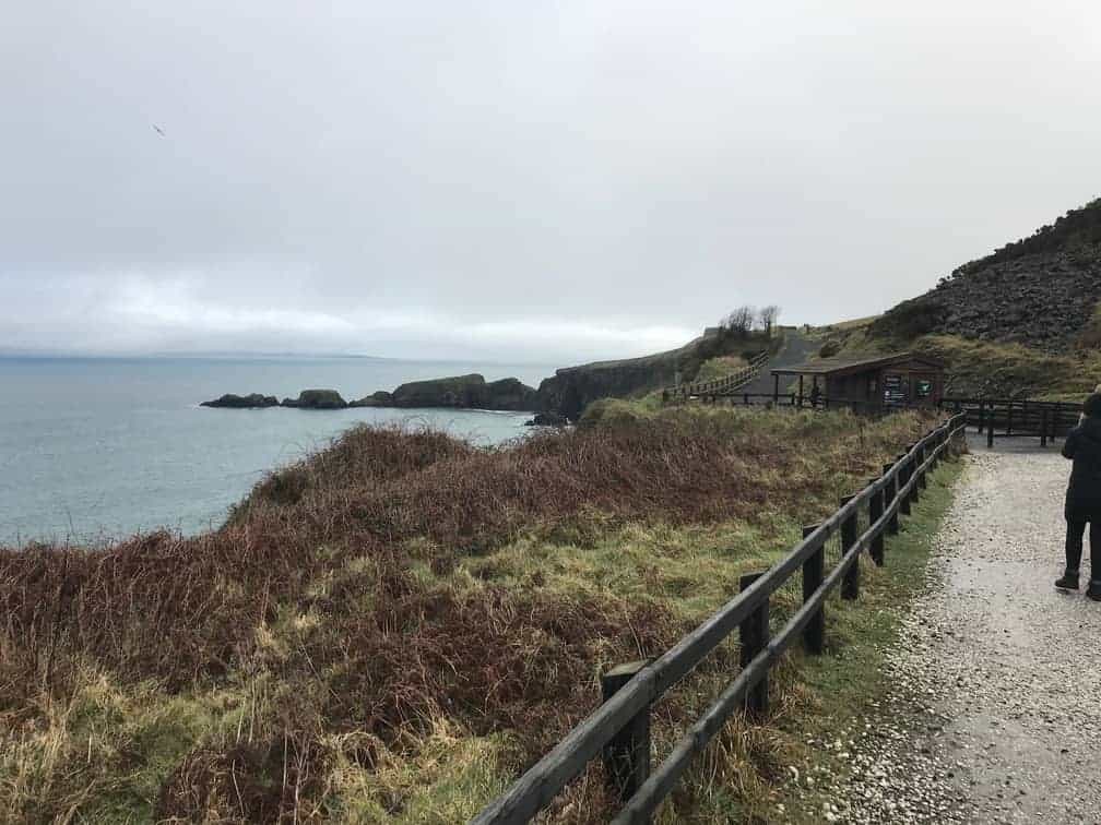 The view from the car park at carrick a rede towards the island