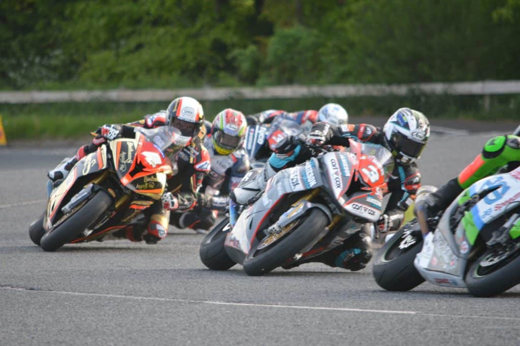 Motorcycle racing at the North West 200 road race in Northern Ireland