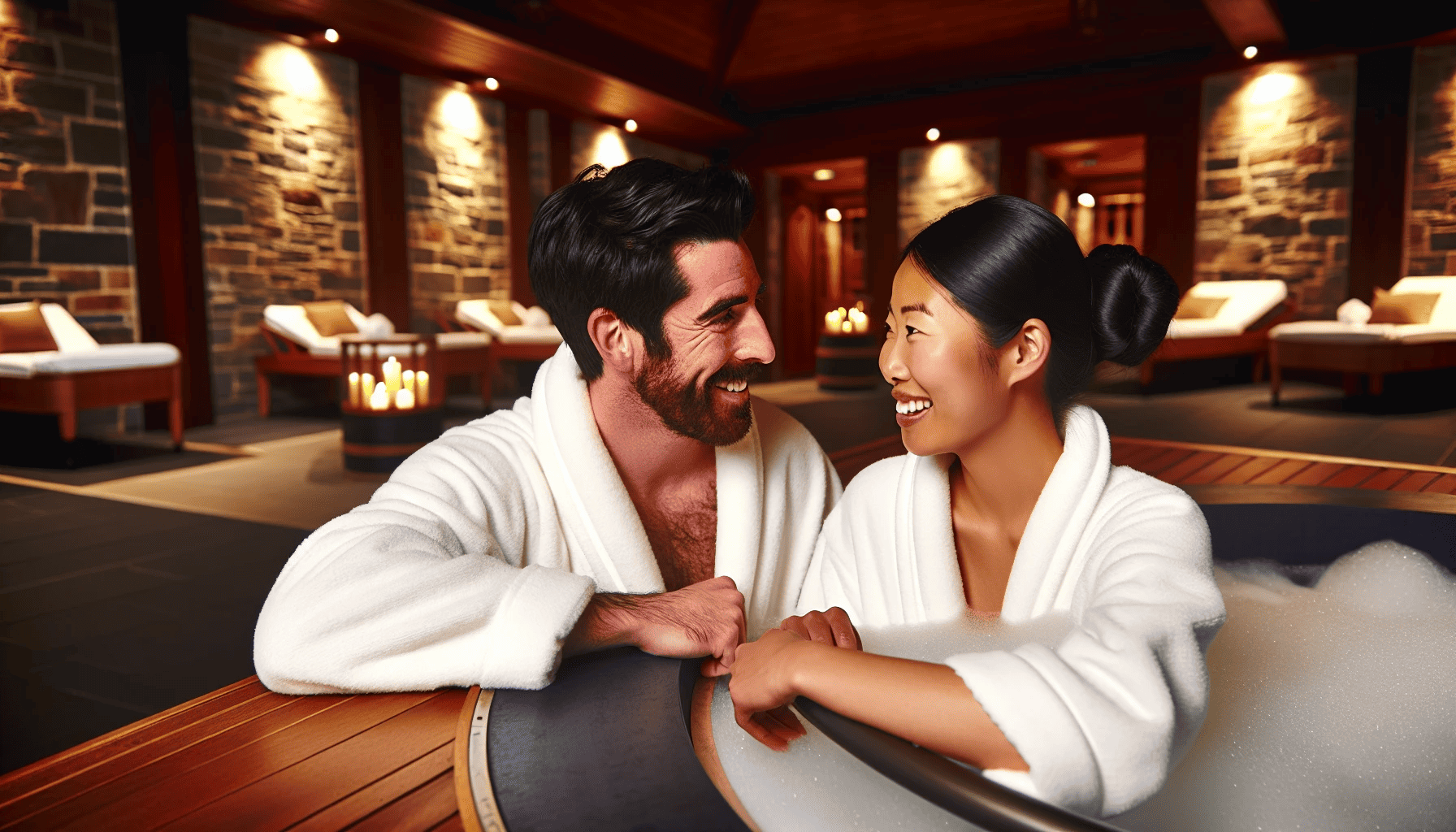 A couple enjoying a romantic spa experience at a luxurious hotel in Northern Ireland