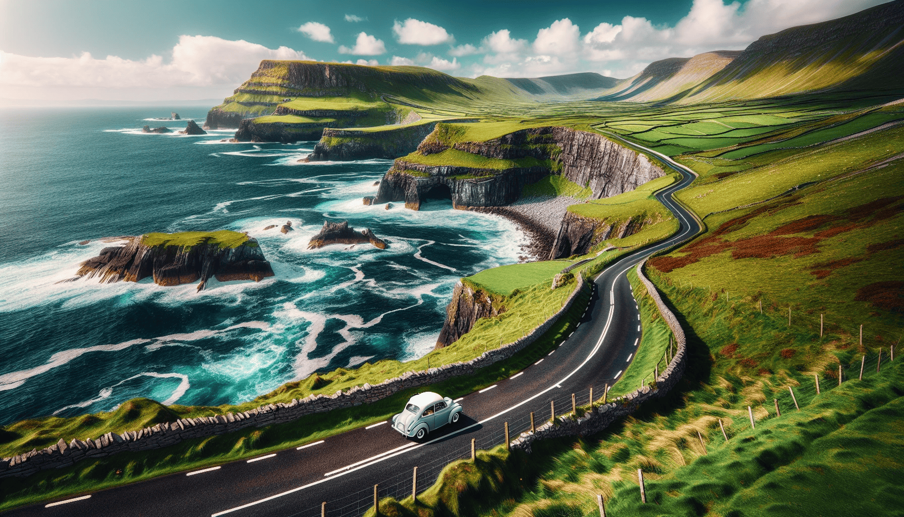 Scenic coastal route in Ireland