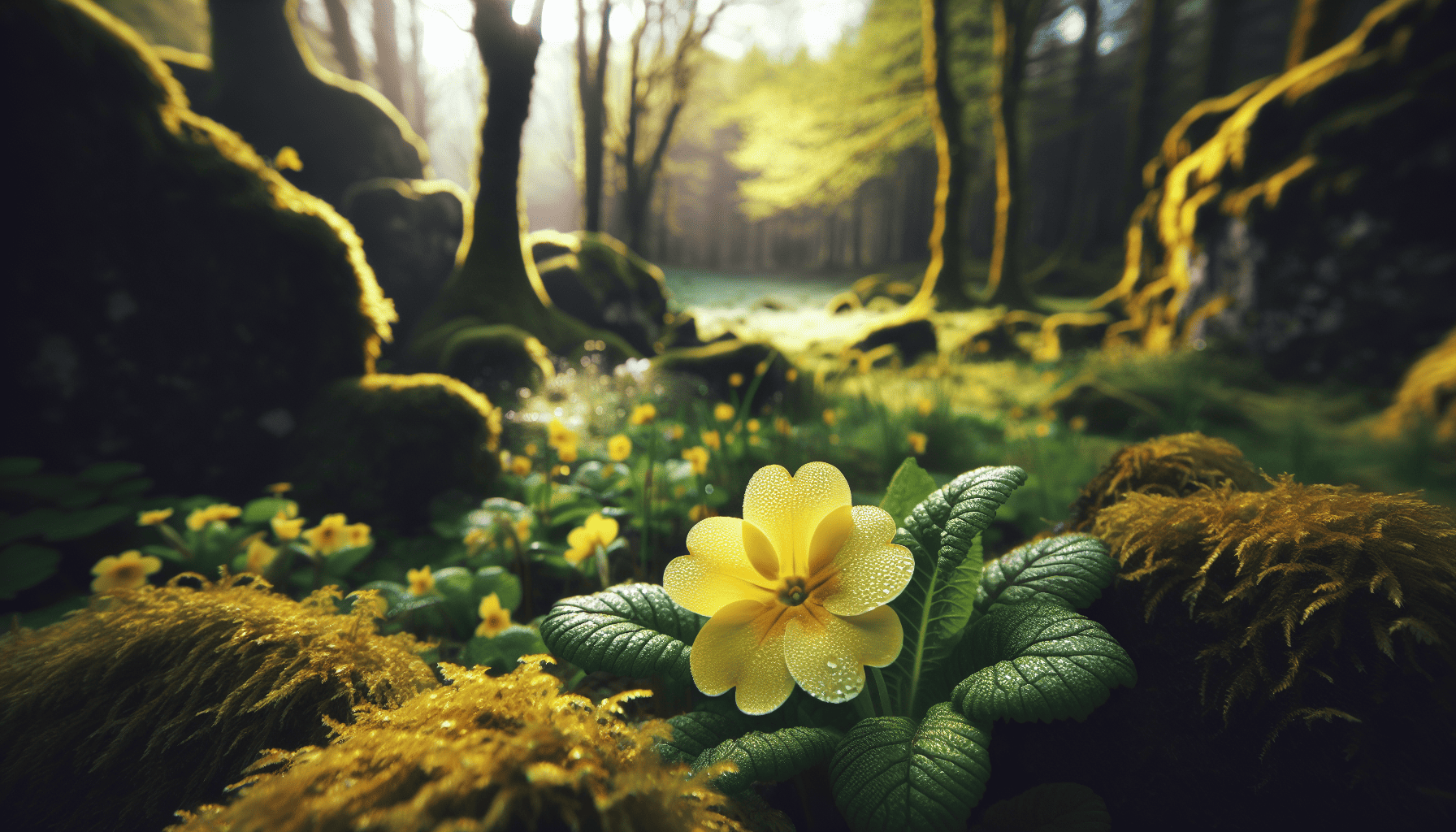 An illustration of a yellow Primrose (Primula vulgaris)