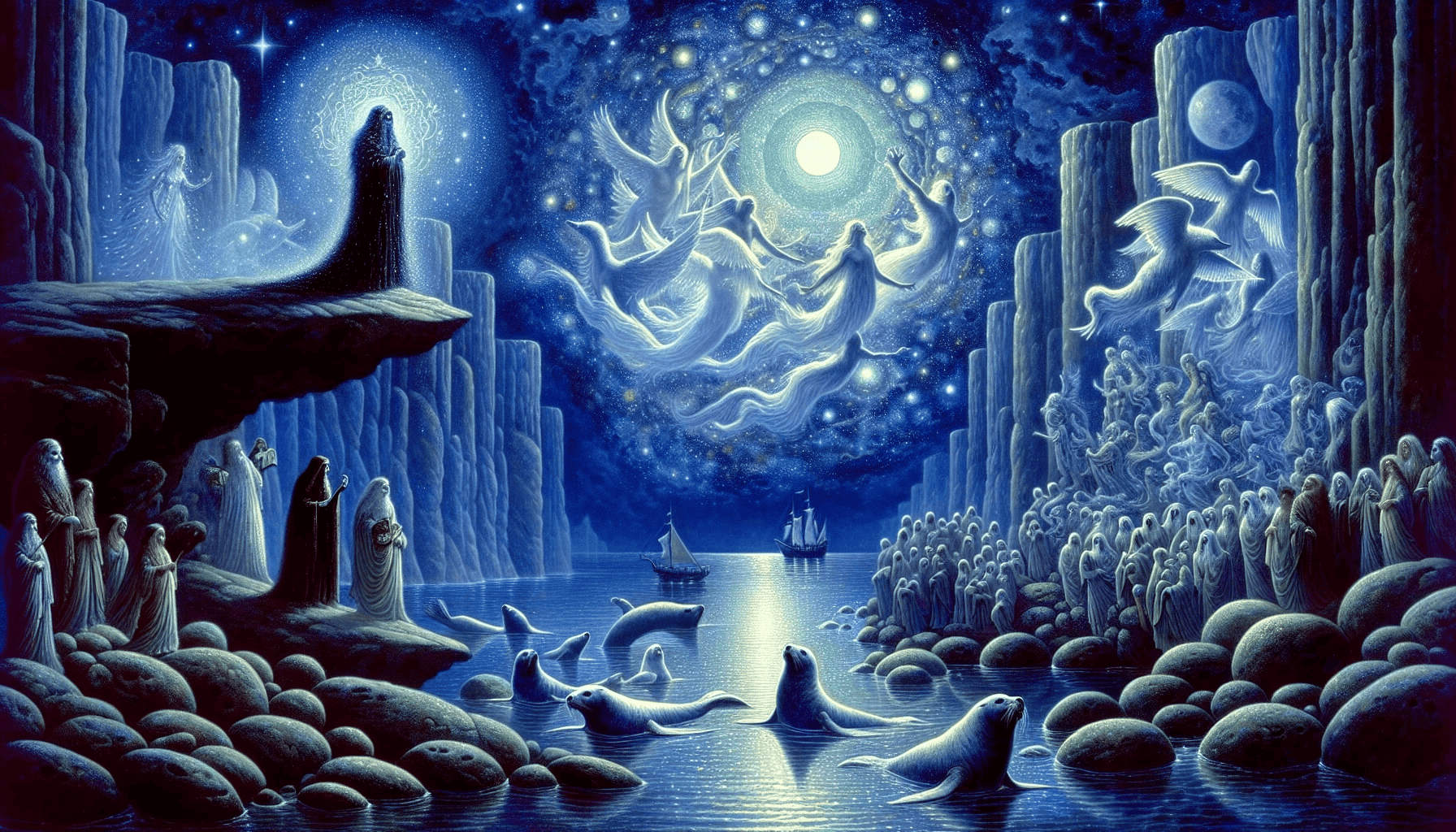 Illustration of Púca and Selkies