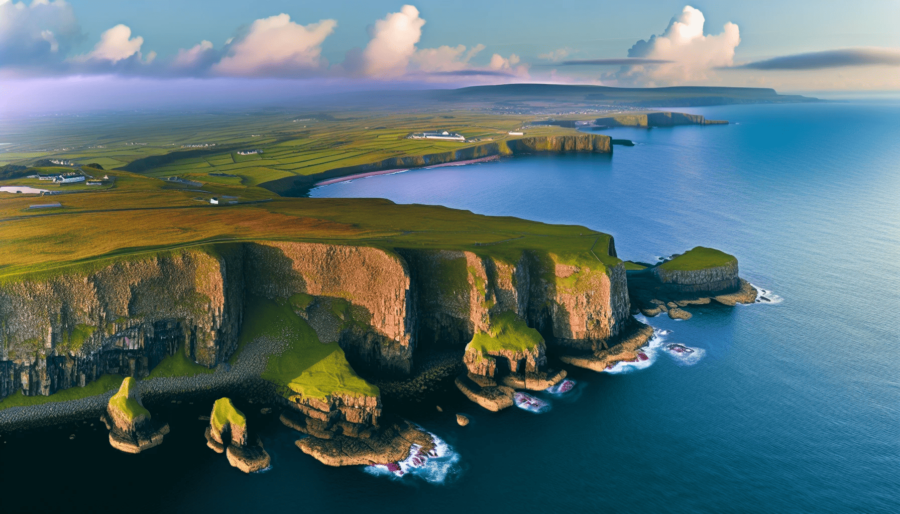 Stunning view of Fairhead cliffs and the northern coast of Northern Ireland