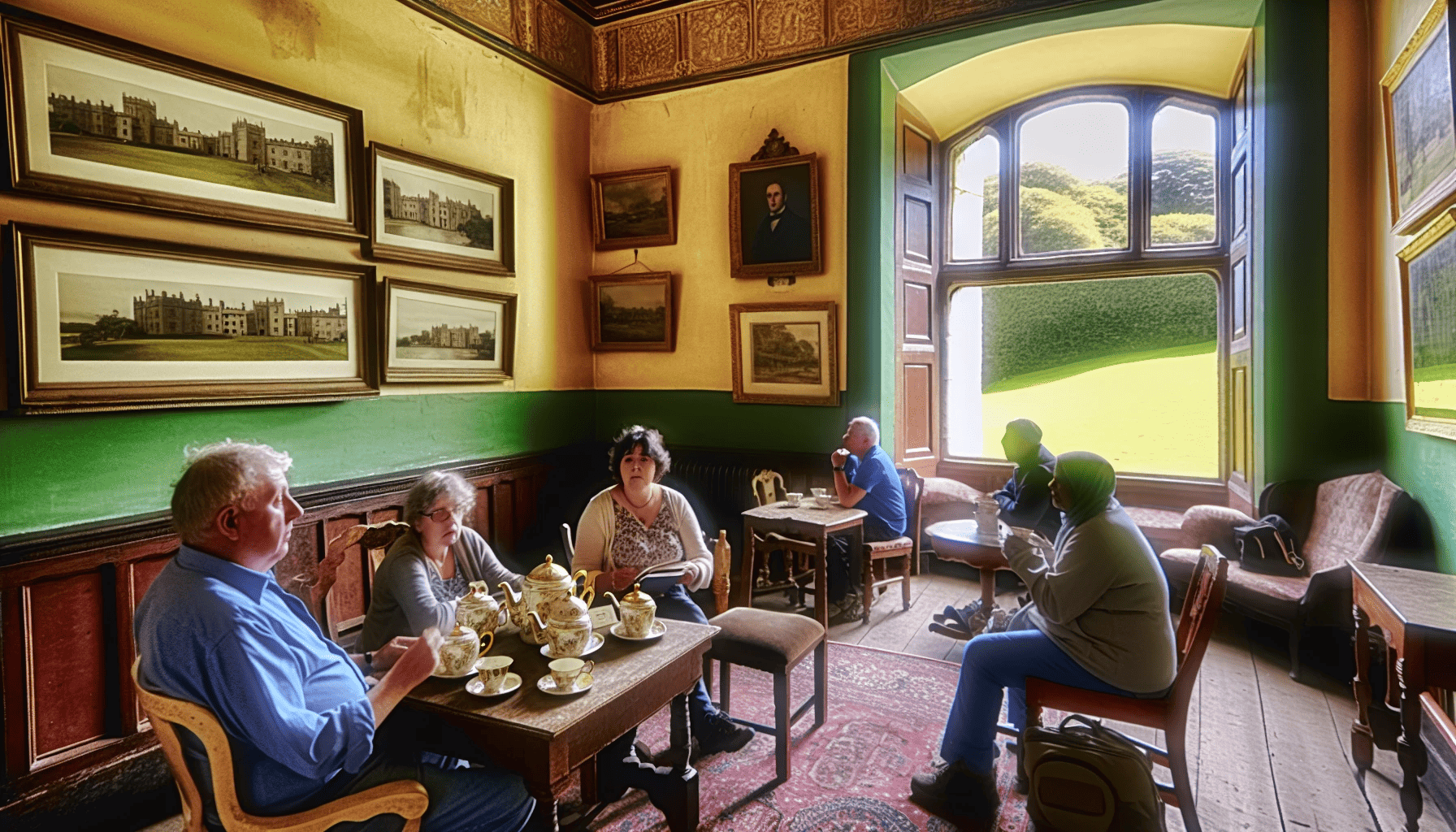 Charming Tea Room at Glenarm Castle with a view of the gardens