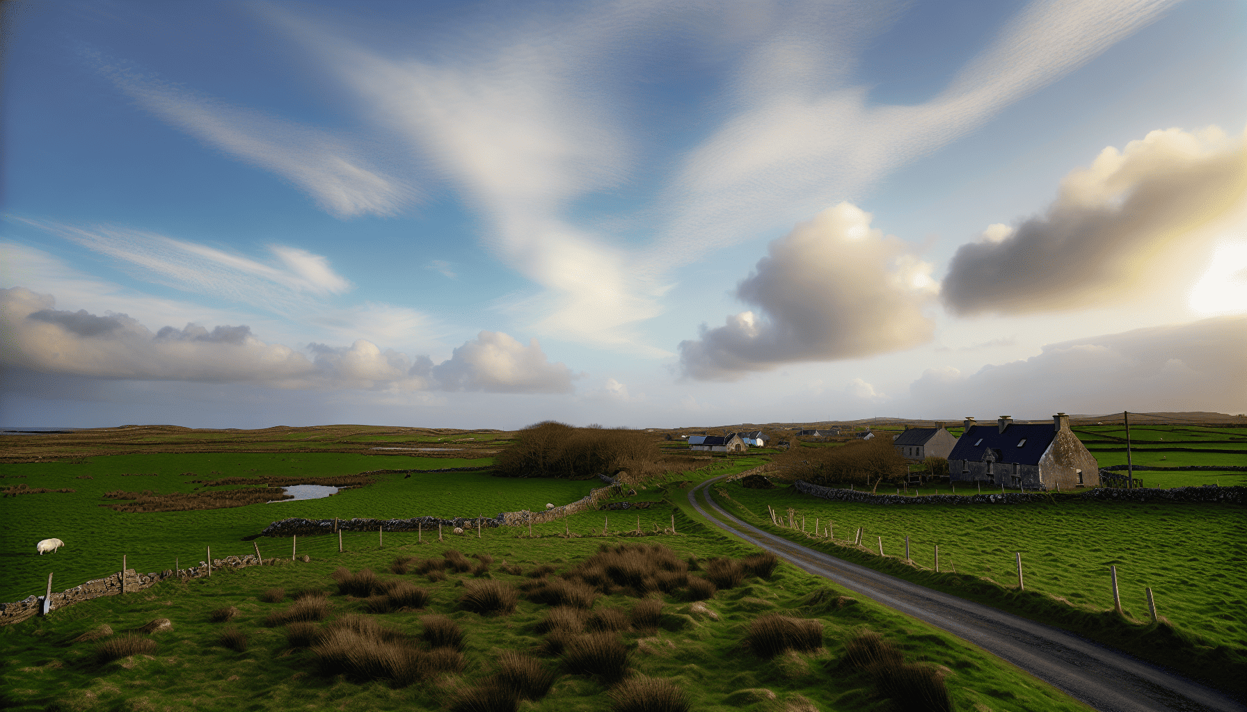 Tranquil Irish countryside during the off-season