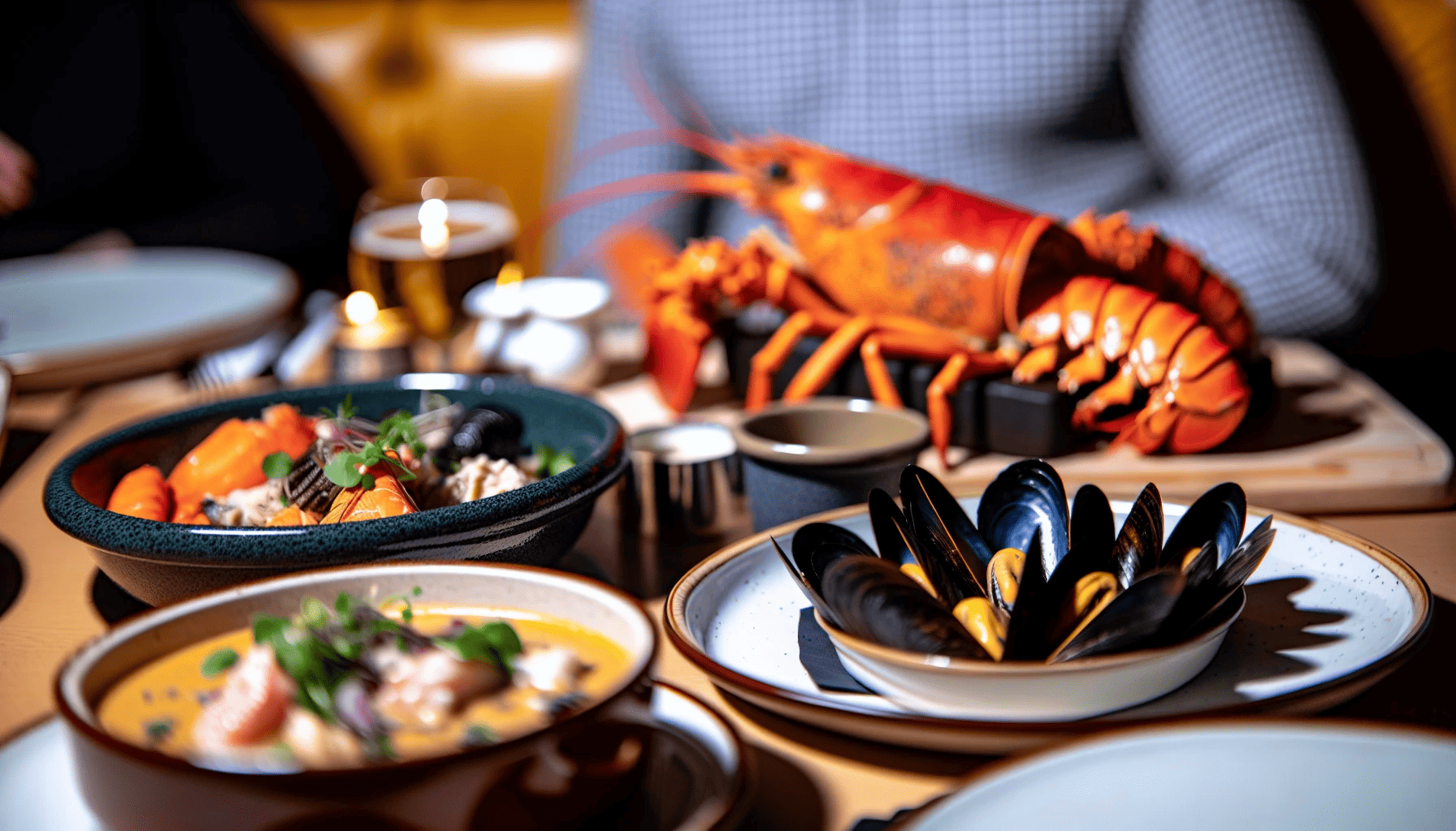 Freshly prepared seafood dishes at Mourne Seafood Bar