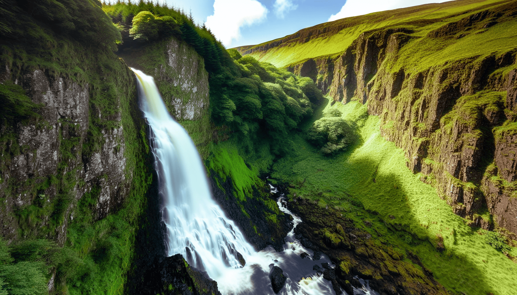 Majestic waterfall in Glenariff, the Queen of the Glens in Antrim