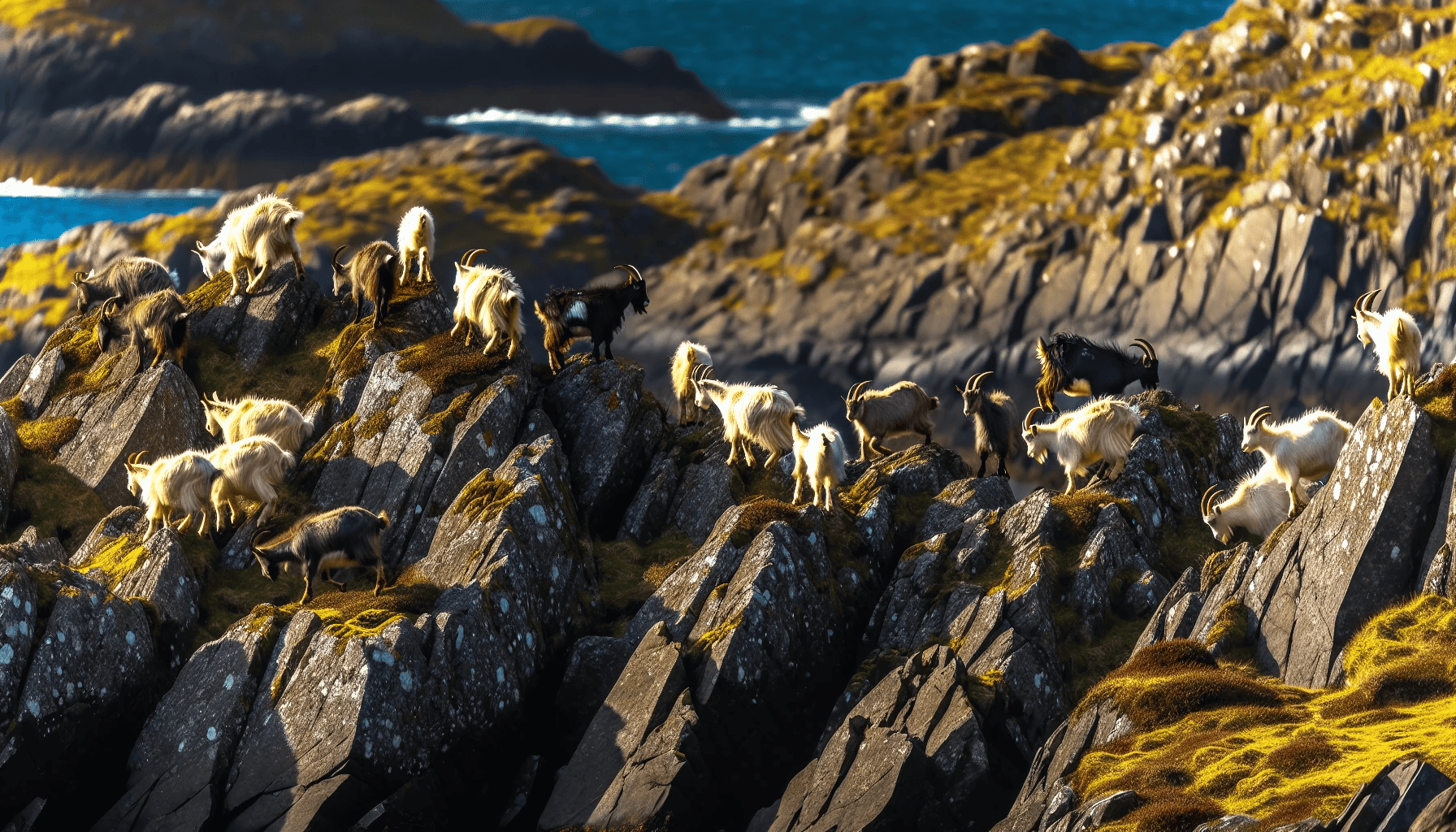 Wild goats in Murlough Bay