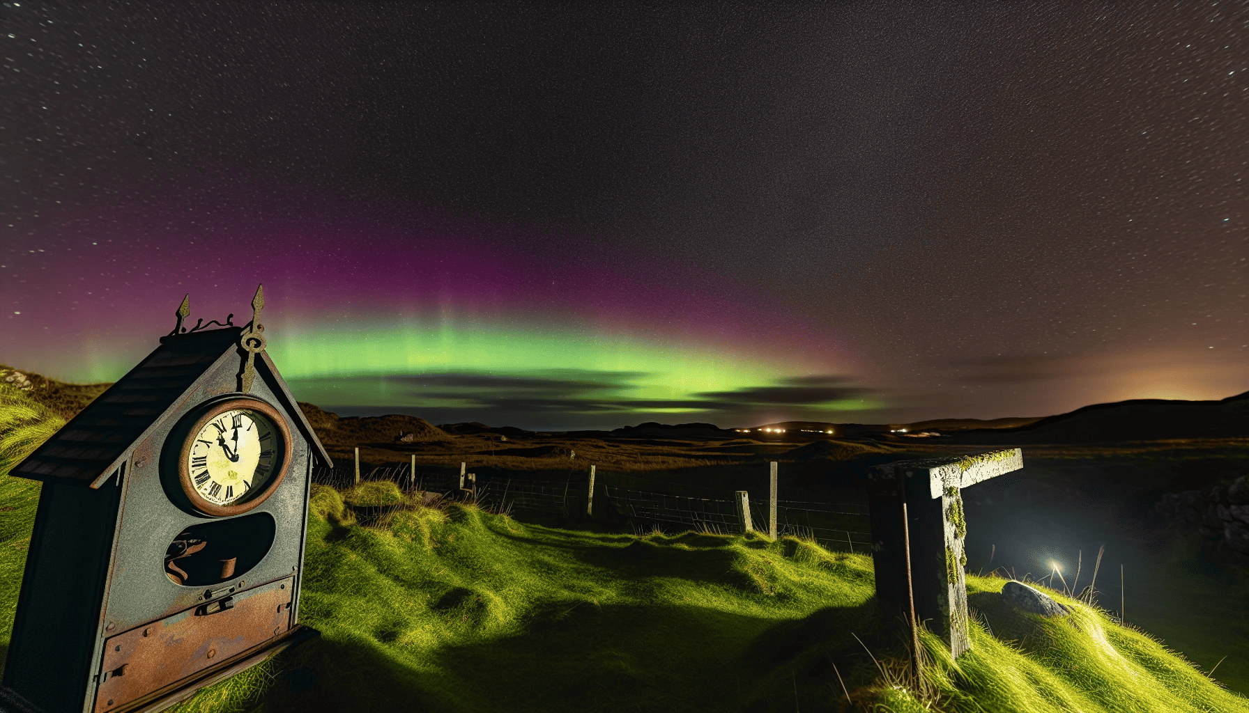 Optimal time for chasing the Northern Lights in Northern Ireland - midnight under clear skies
