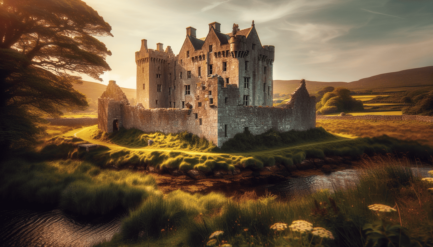 Historic castle in Ireland during summer