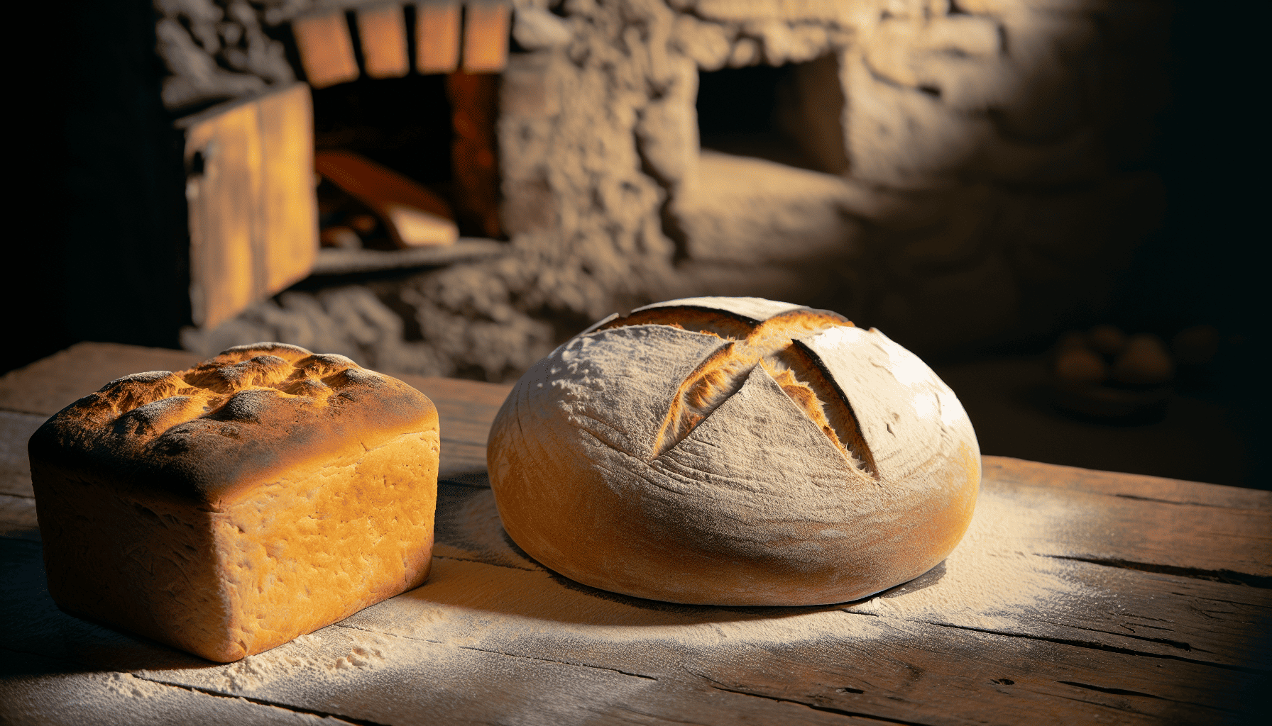 Freshly baked loaves of traditional Soda Bread and Potato Bread