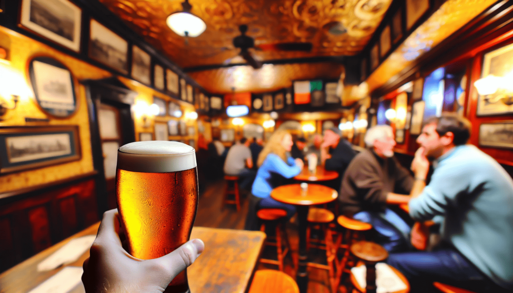A refreshing pint of Irish pale ale served in a traditional pub setting