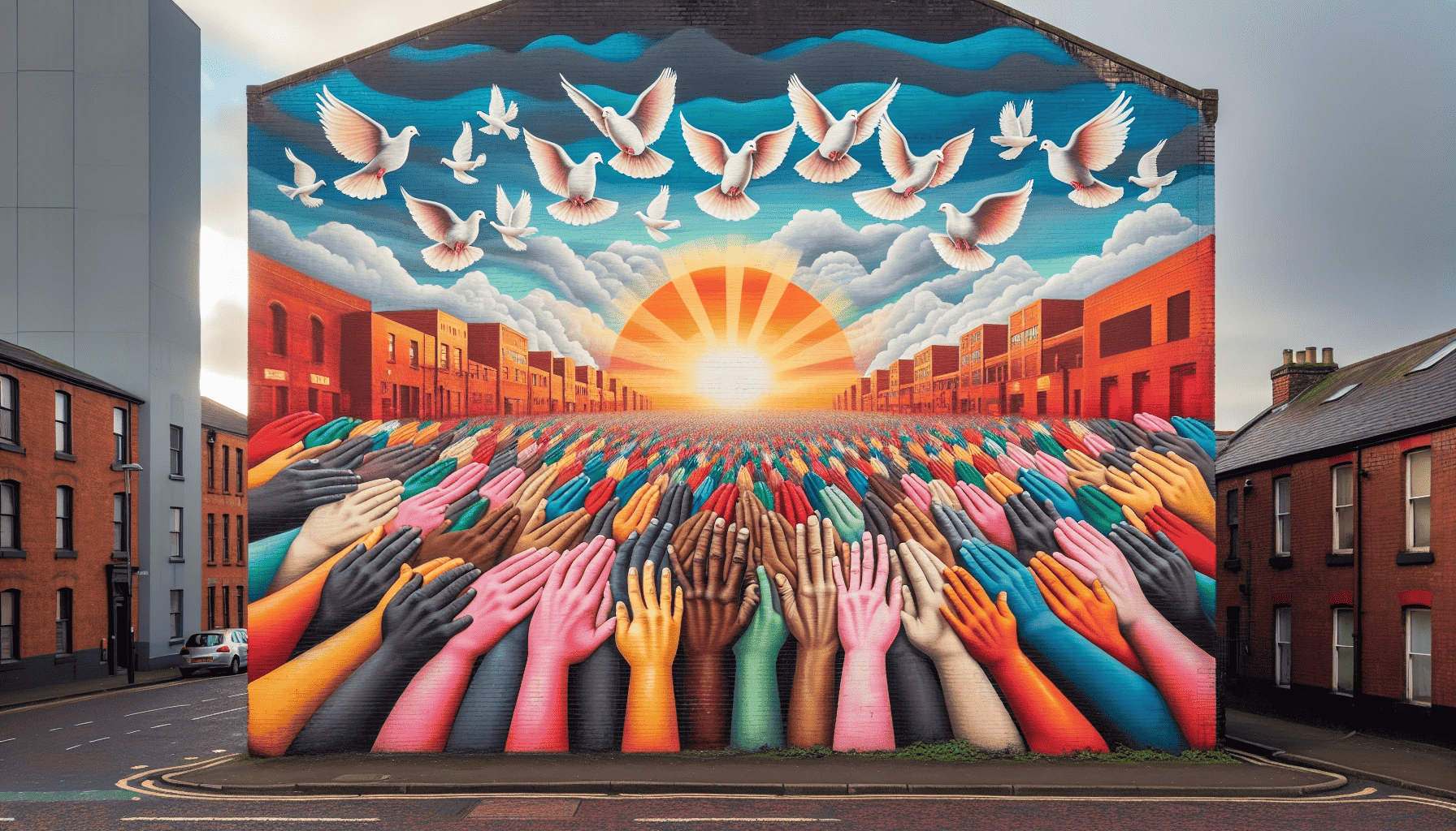 Non-sectarian and peace murals promoting unity in Belfast