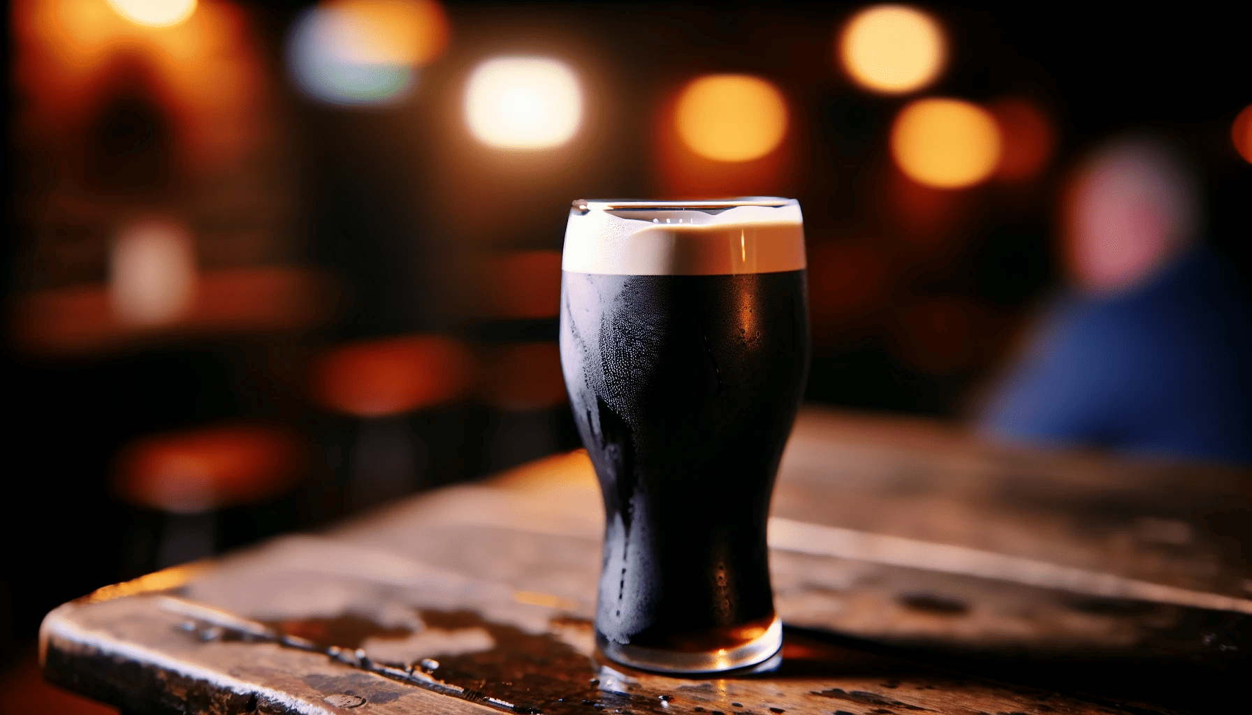 A pint of rich and creamy Irish stout with a frothy head