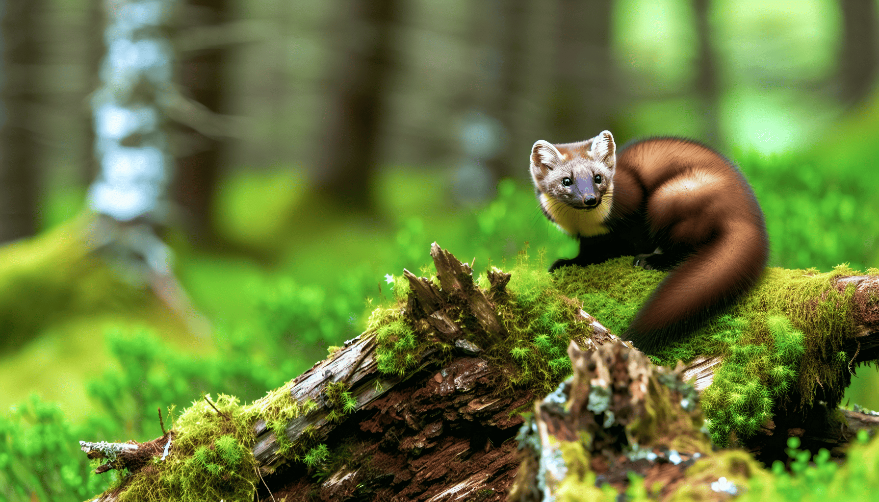 Rare pine marten in the Irish wilderness