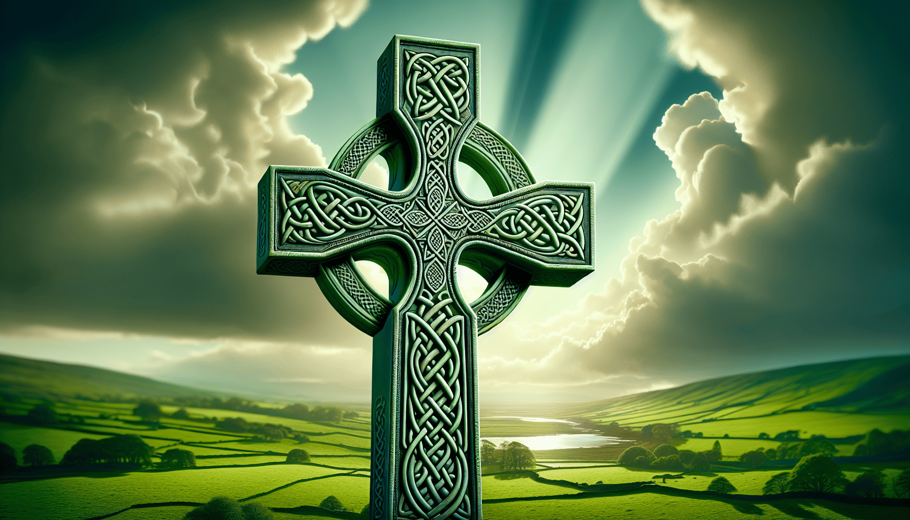 Illustration of a Celtic cross with intricate patterns