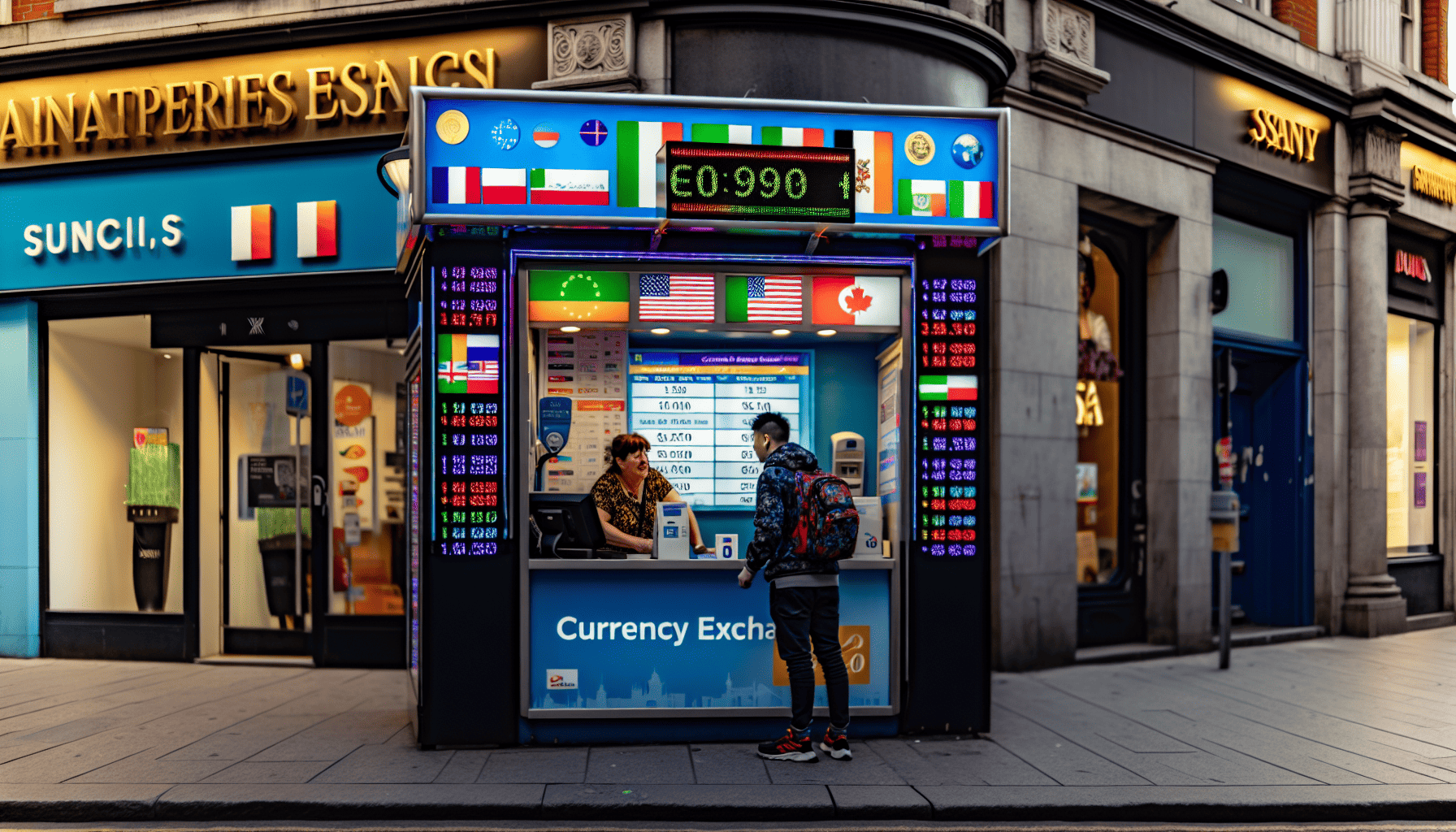 Currency exchange booth in Dublin