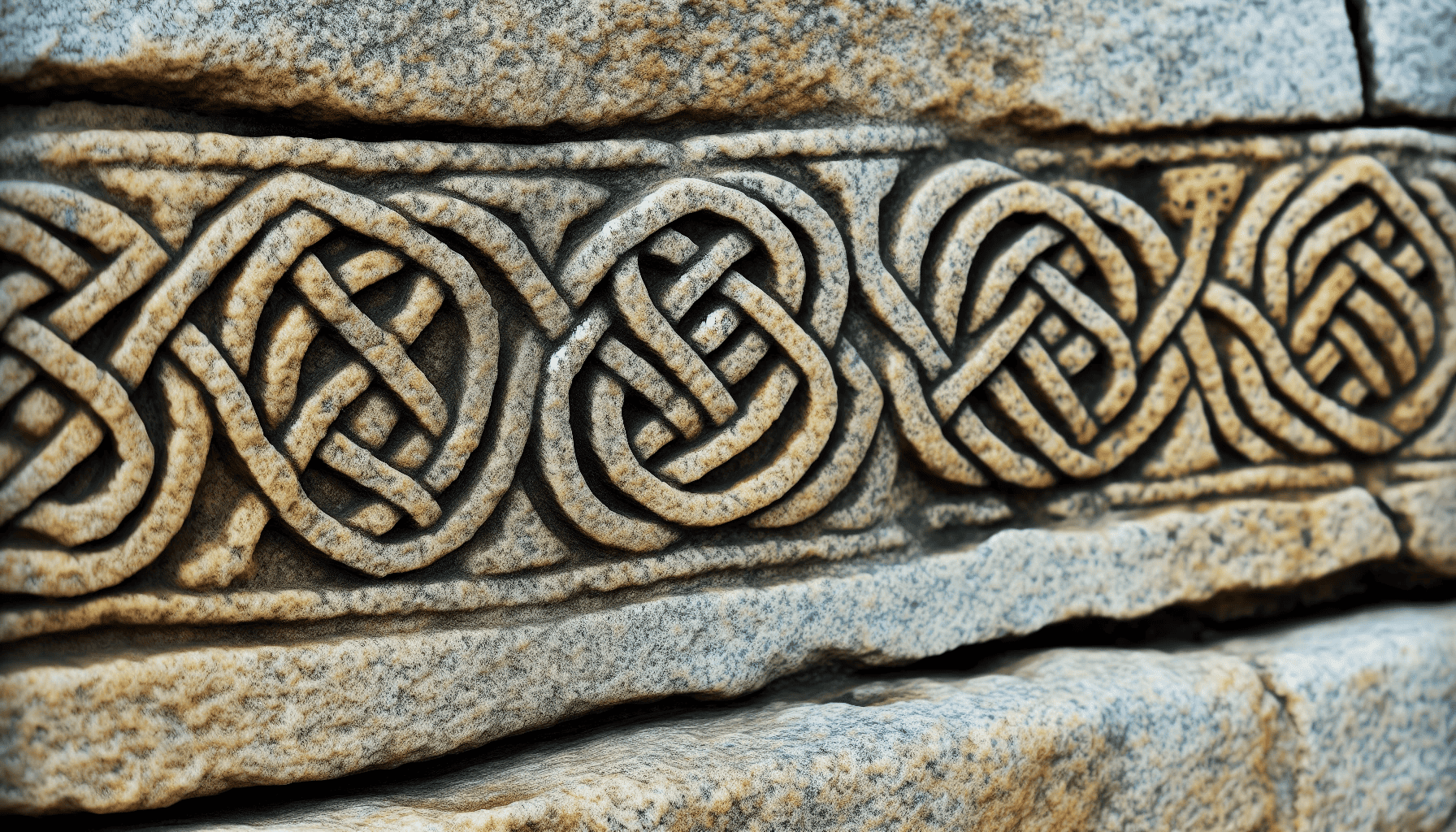 Ancient stone carvings featuring trinity knot motifs