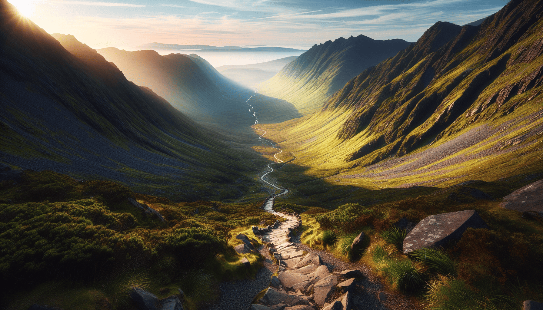 A scenic view of the Heavenly Gates route, an alternative descent path from Carrauntoohil