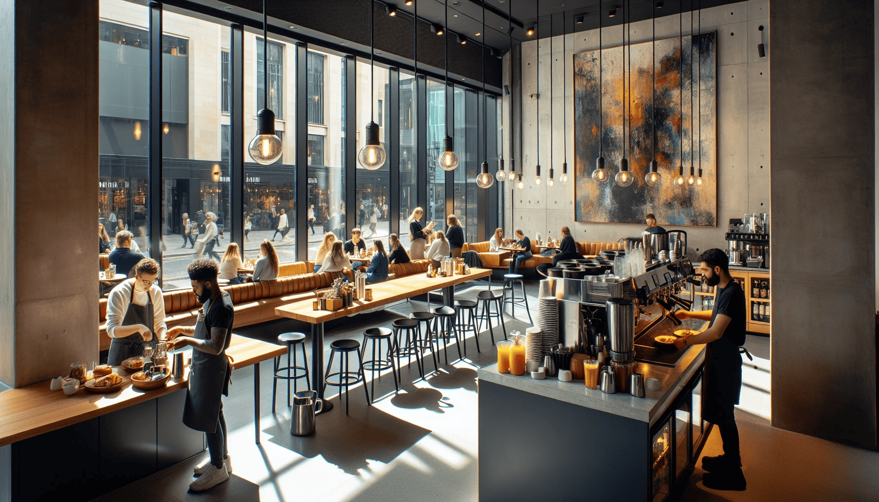 Trendy brunch spot in Belfast with modern design