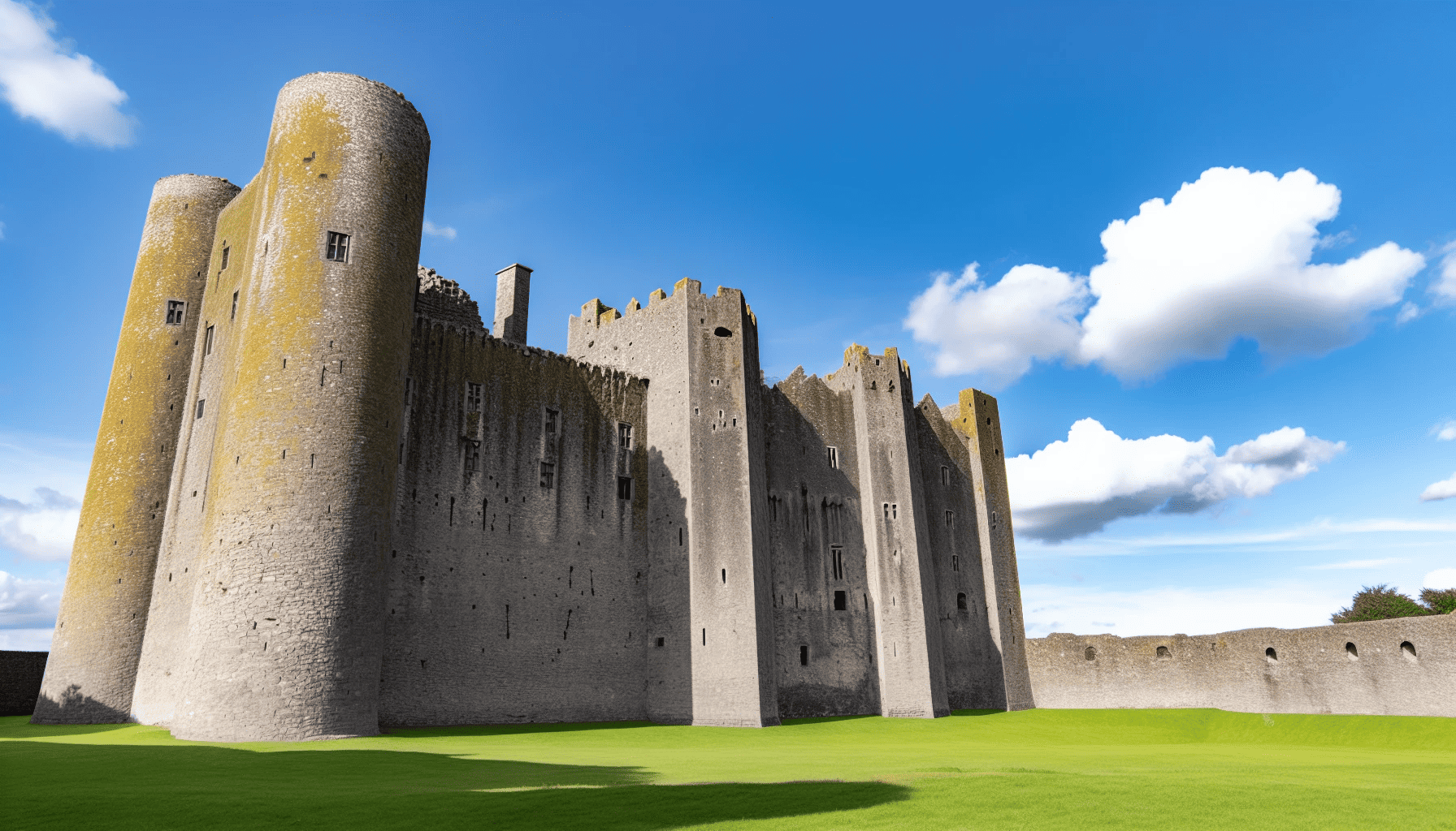 Majestic exterior of Trim Castle, the largest Norman castle in Ireland