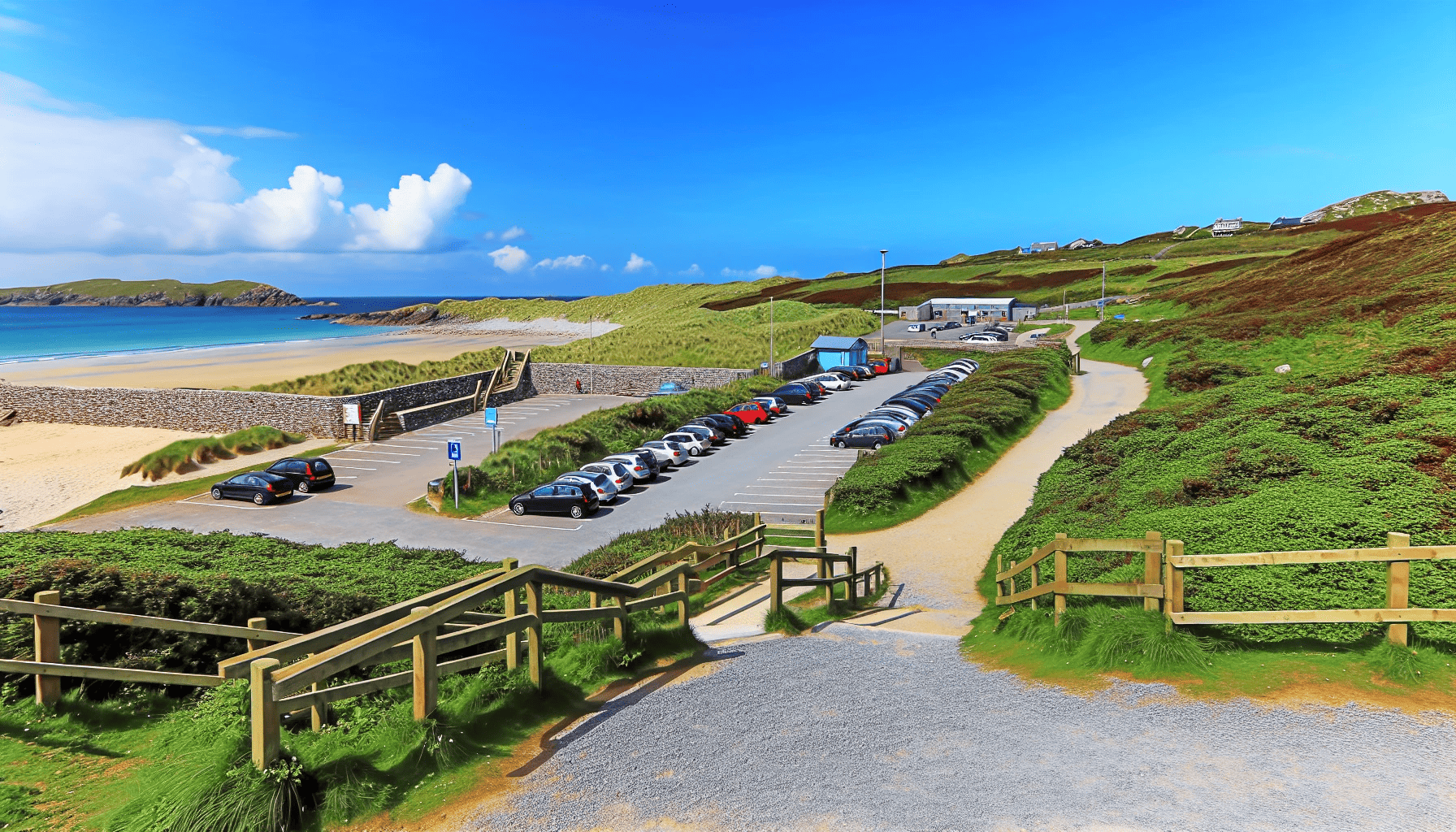 Free car park and access path to Whitepark Bay beach