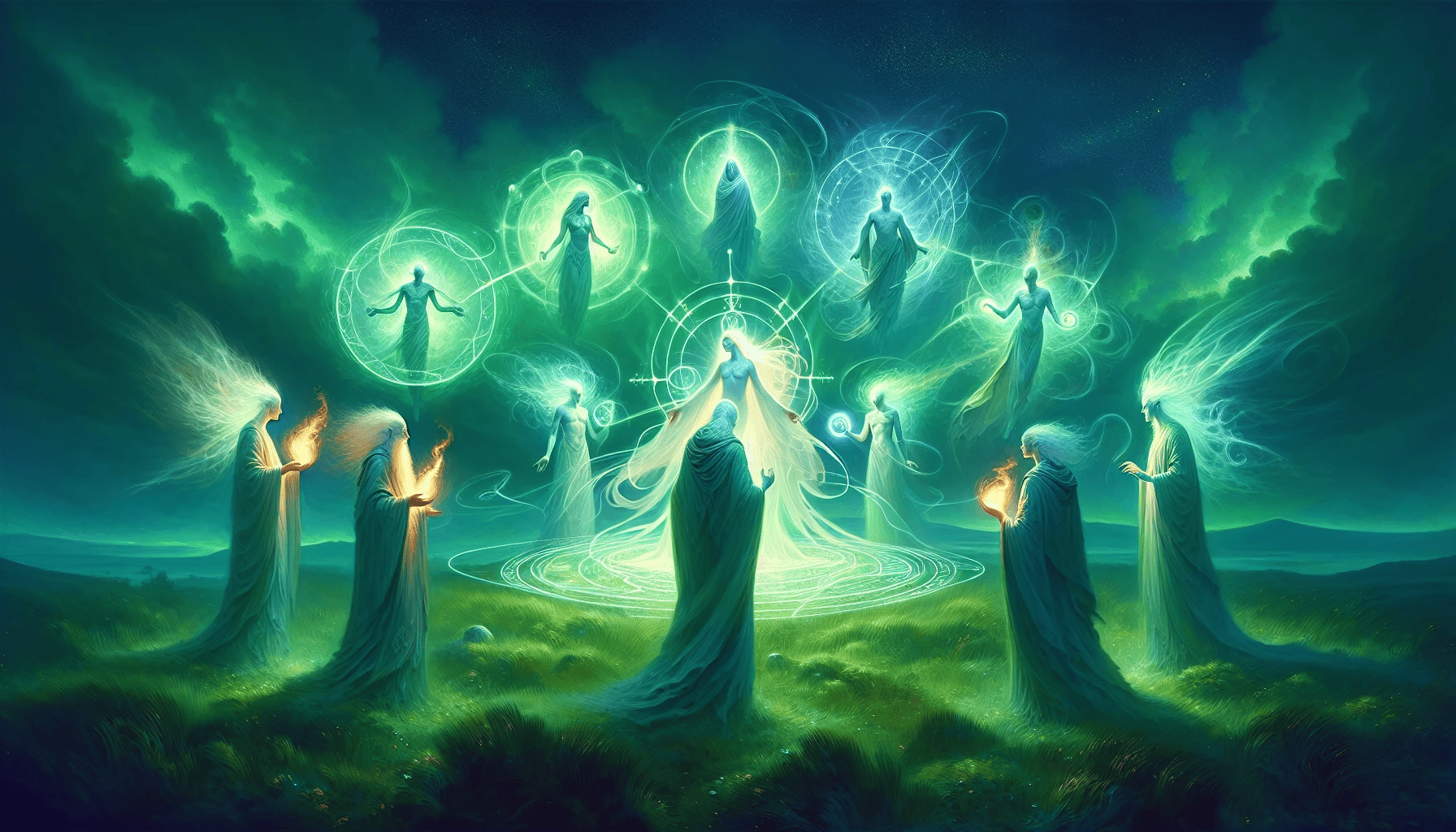 Illustration of the Tuatha Dé Danann, legendary Irish gods and goddesses