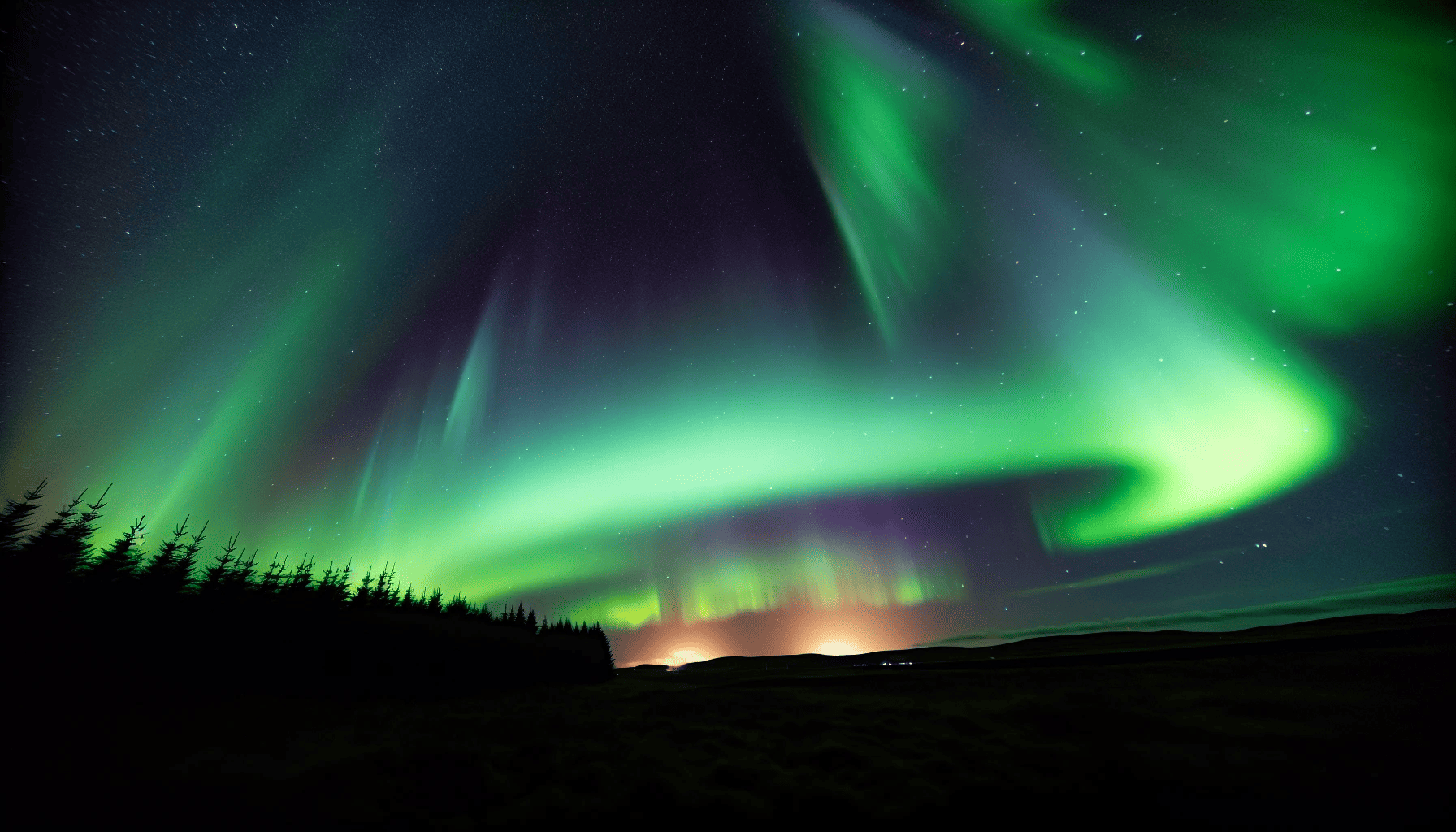 A mesmerizing display of the Northern Lights illuminating the night sky over Northern Ireland