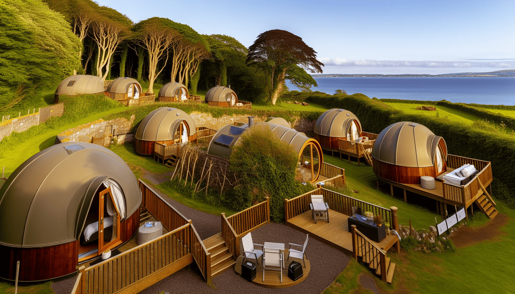 Luxurious glamping pods with sea views at Glenarm Castle