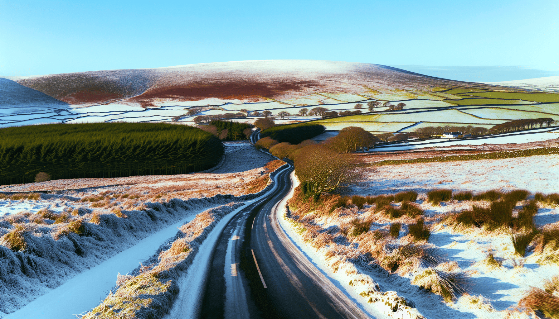 Scenic winter drive through Ireland's countryside