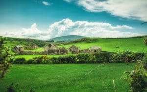 The ruins of a Norn Irish Farmhouse on Fair Head in the Glens of Antrim (Jun., 2020).
