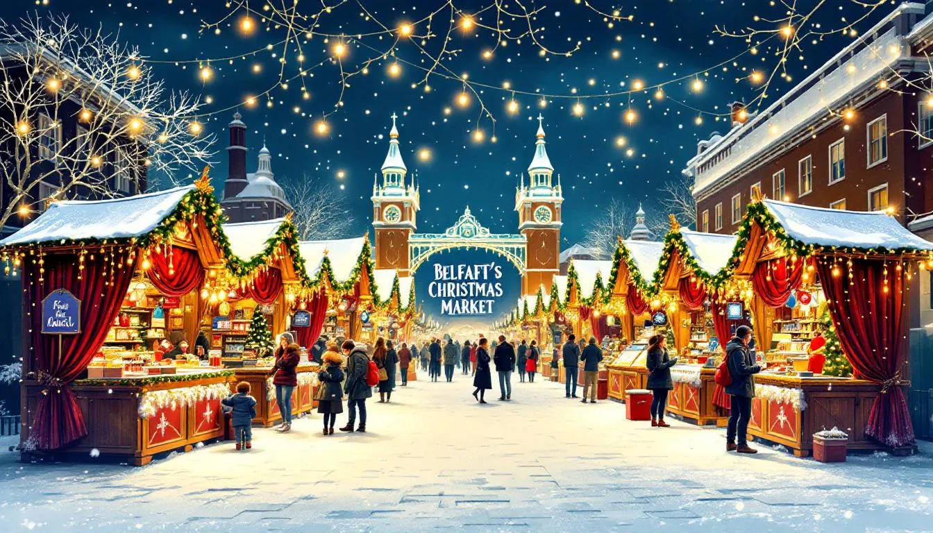Highlights of the Belfast Christmas Market featuring various attractions.