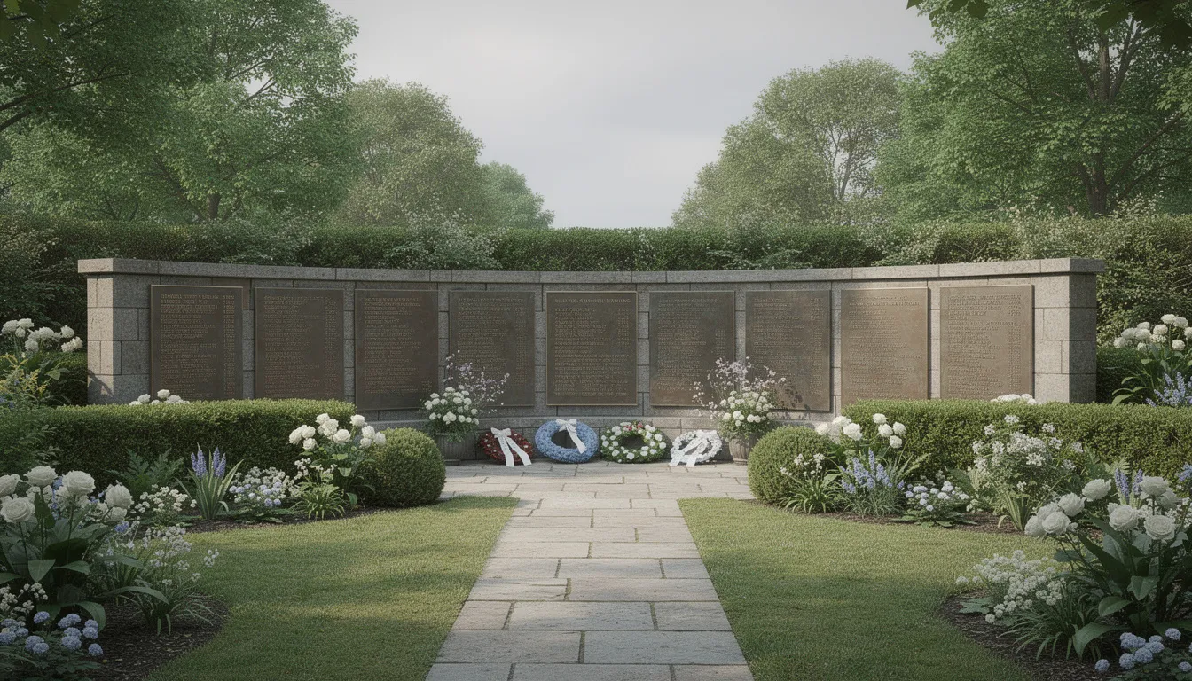 The Titanic Memorial Garden features bronze plaques that honor the victims of the Titanic disaster, listing their names as a poignant remembrance. This serene garden is located near Belfast City Hall, providing a reflective space for visitors to pay their respects.