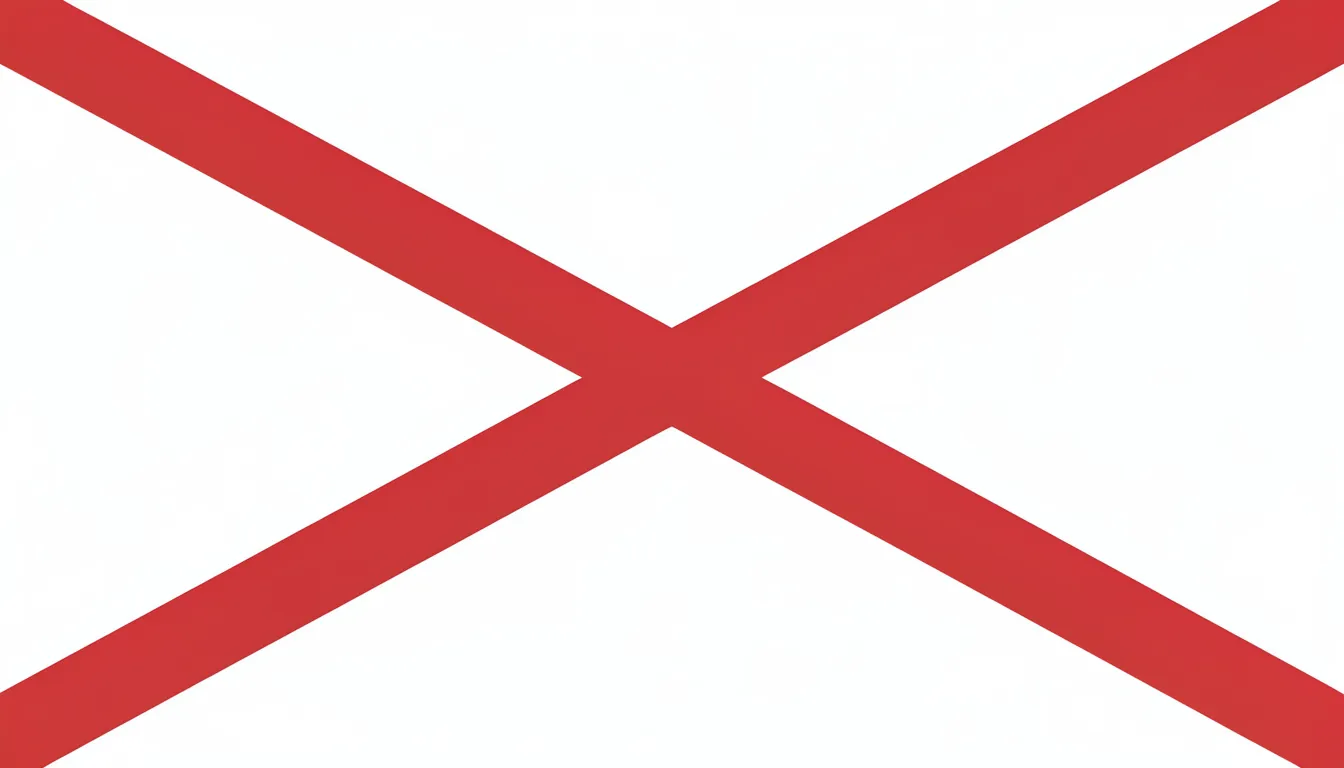 The image features a red diagonal cross, known as St Patrick's Saltire, set against a white background, symbolizing the patron saint of Ireland, Saint Patrick. This design is often associated with the Irish flag and represents a significant aspect of Northern Ireland's cultural identity.