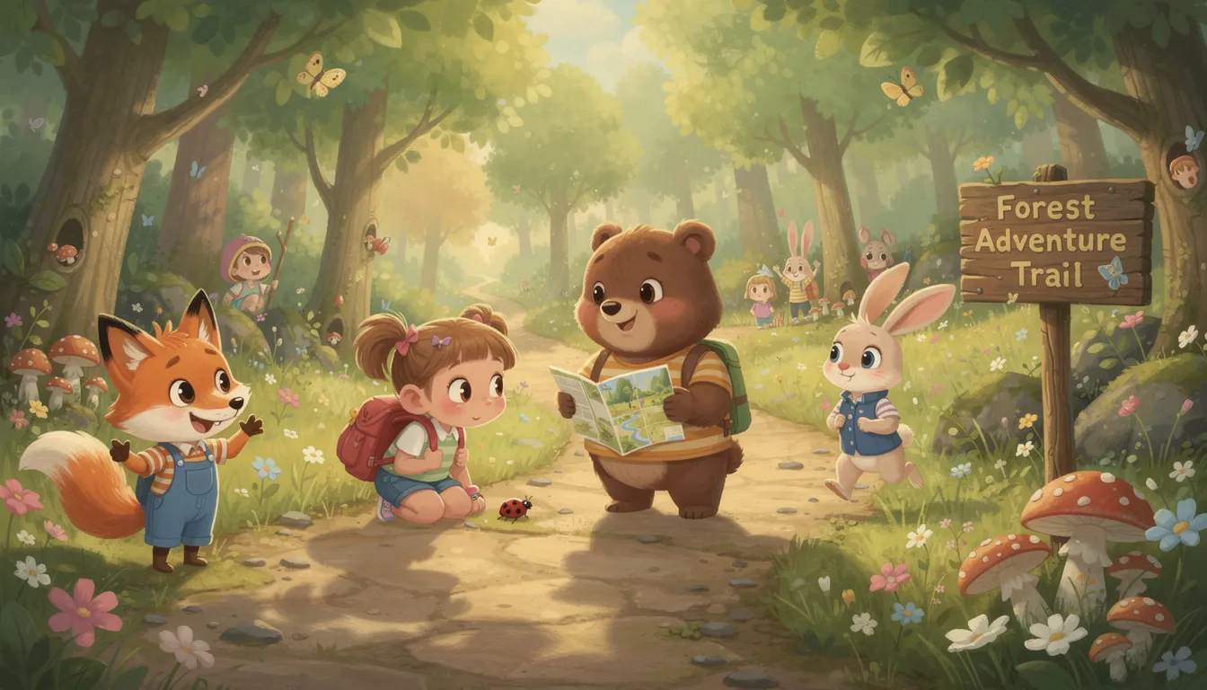 The image features colorful children's characters placed along a woodland trail, inviting families to enjoy a lovely walk in nature. This setting could be a delightful addition to free activities available in Belfast, where visitors can explore the rich history and stunning views of Northern Ireland.